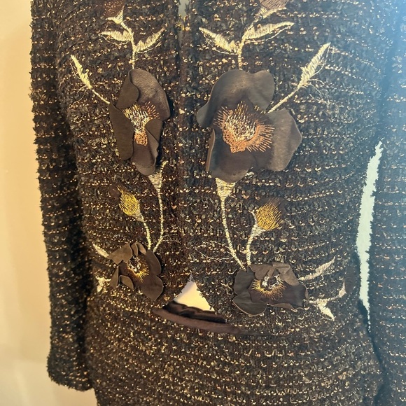 St. John vintage cropped brown floral blazer matching pencil skirt 2 6 tweed - Picture 3 of 16